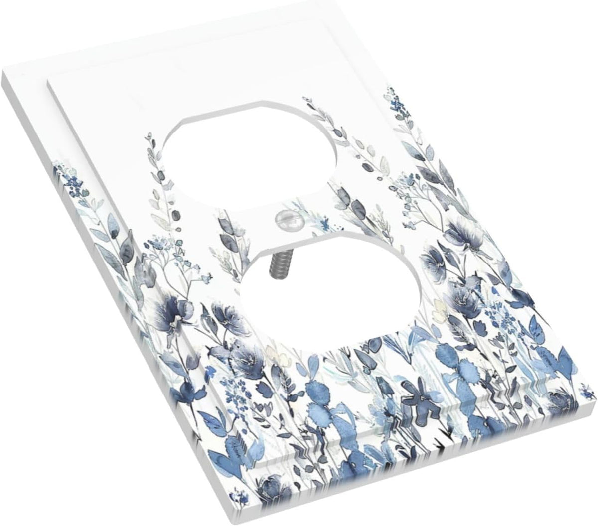 Outlet Covers Light Blue Watercolor Leaves Plant With Floral 1 Gang Duplex Wall Plate Decorative