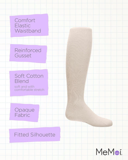 MeMoi Soft Pima Cotton Tights for Girls, Soft and Lightweight Opaque Tights for girls - Sizes 8 to
