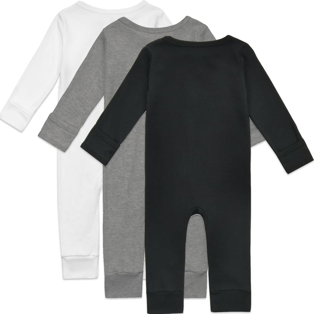 Aablexema 3-Pack Organic Cotton Baby Footless Pajamas with Mitten Cuffs, 2-Way Zipper Romper