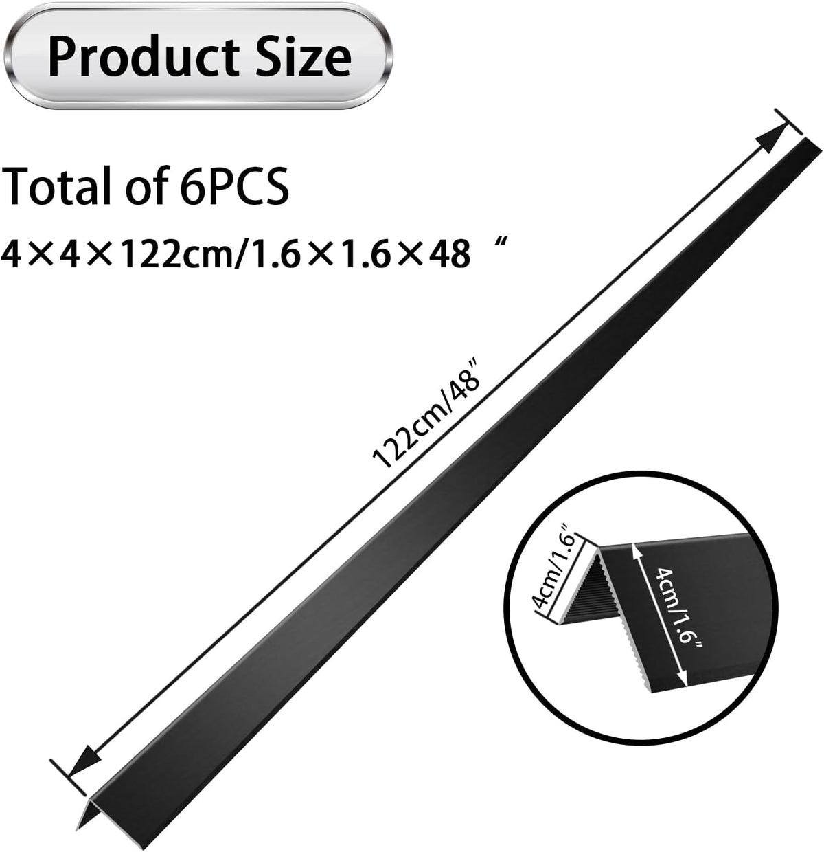 Aluminum Alloy Metal Corner Protector 6PCS Wall Corner Protector 1.6x1.6x48 inches Corner Guards
