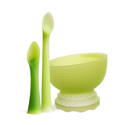 Olababy 3 Piece Parent Led and Baby Led Weaning First Feeding Set, Includes Training Spoon, Feeding