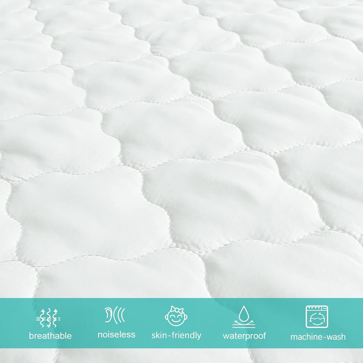 Biloban Pack n Play Sheets and Waterproof Mattress Protector, Grey&Pink, Breathable, Washable