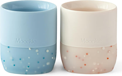 Moonkie Silicone Baby Cups 4 Months+ | Open Training Drinkware for Infants with Confetti Sprinkles