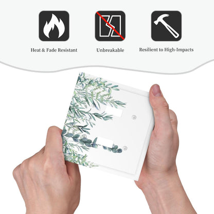 Eucalyptus Leaves Greenery Vine Flowers Simplicity Decorative Switch Plates 2 Gang Double Toggle