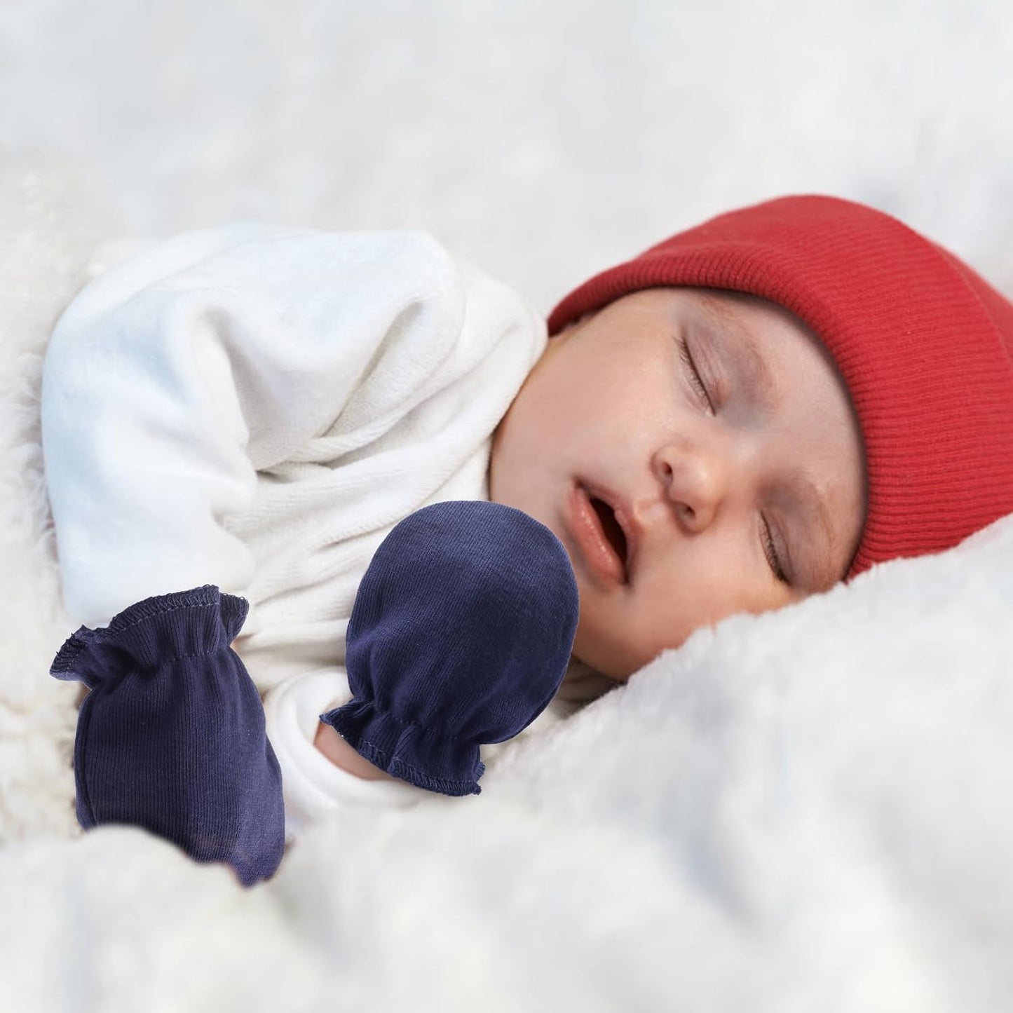 Newborn Baby Mittens No Scratch Cotton Elastic Wrist Gloves Infant Toddler Mittens for Baby Boy