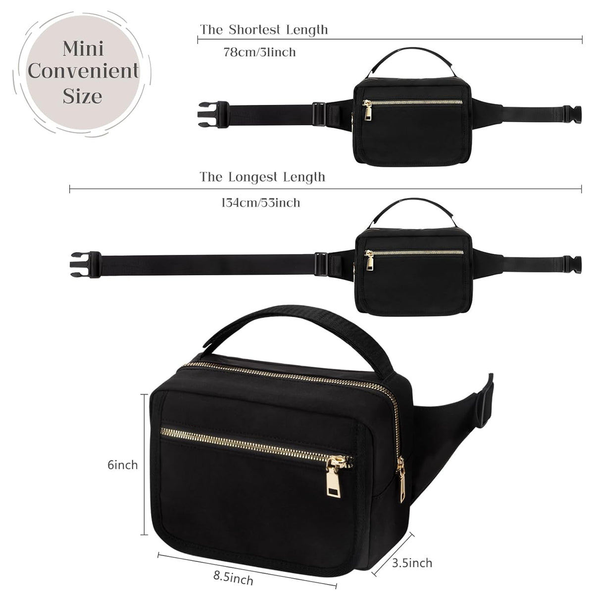 printe Small Diaper Bag with Portable Changing Pad, Crossbody Women Waist Bag with Wipes Pocket for