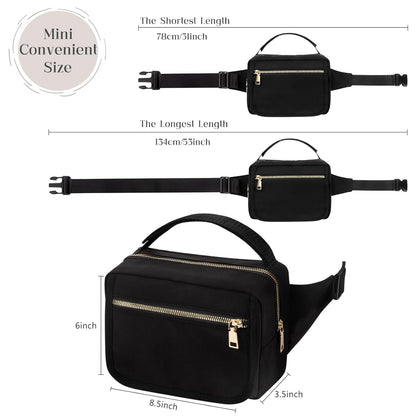 printe Small Diaper Bag with Portable Changing Pad, Crossbody Women Waist Bag with Wipes Pocket for
