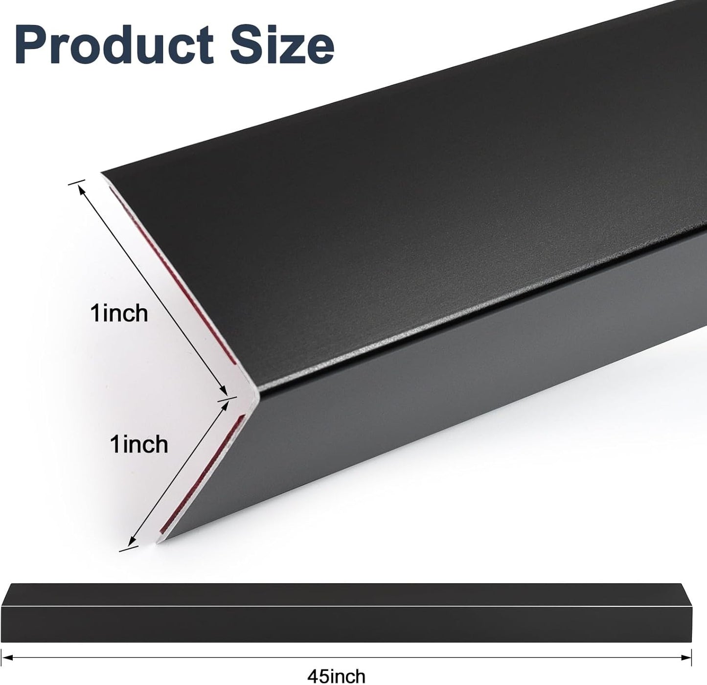 4PCS 45" Black Metal Corner Protectors, Aluminum Self Adhesive Corner Guards, Metal Wall Edge