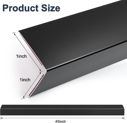 4PCS 45" Black Metal Corner Protectors, Aluminum Self Adhesive Corner Guards, Metal Wall Edge
