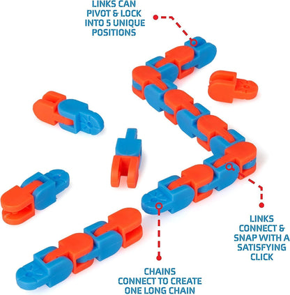 96pcs Random 24 Links Wacky Tracks Snap and Click Fidget Toys, Finger Sensory Toys, Snake Puzzles