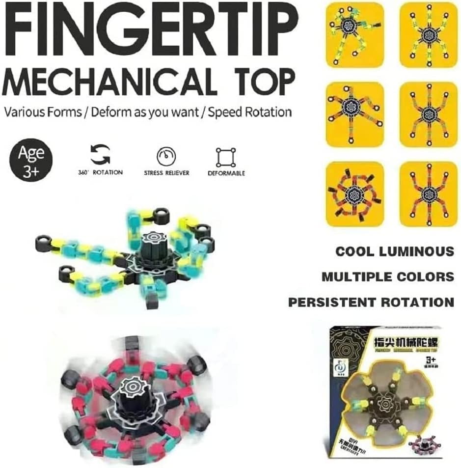 Gifts for Kids 8 Packs Transformable Fingertip Chain Robot Toy DIY Deformation Robot Deformed