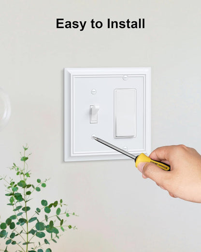 2-Pack Combo Toggle/Decorator Light Switch Cover Plate, Pure White Decorative Electrical Outlet