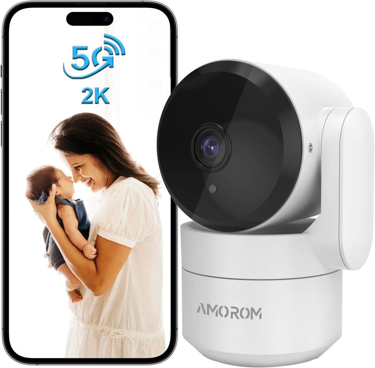 2K Pan-Tilt Indoor Security Camera, 360° Pet/Dog Monitoring, Motion Tracking, Night Vision, 2-Way