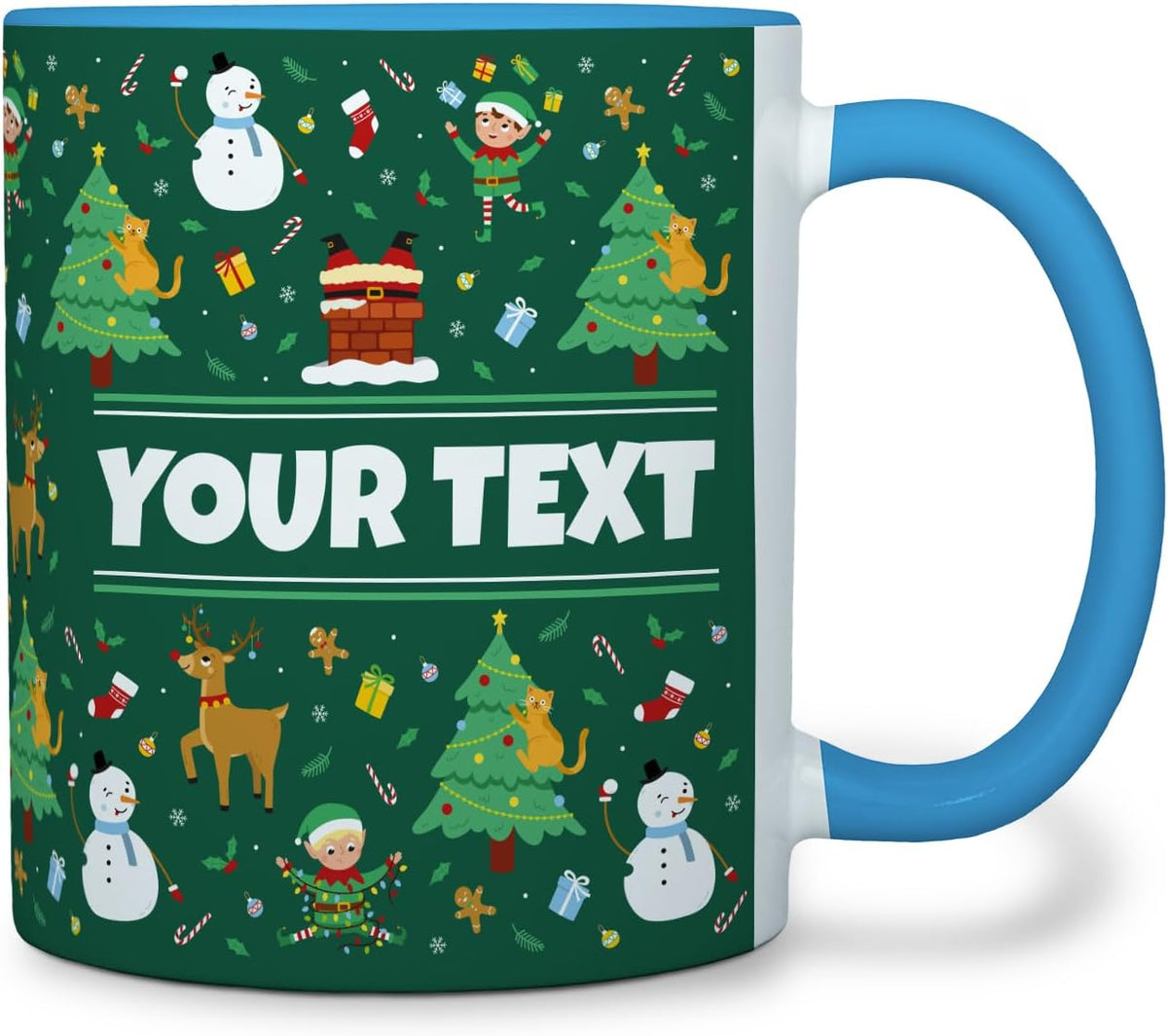Personalized Mug for Kids - Christmas - Custom Name/Text, Ceramic Hot Chocolate/Cocoa/Coffee Cup