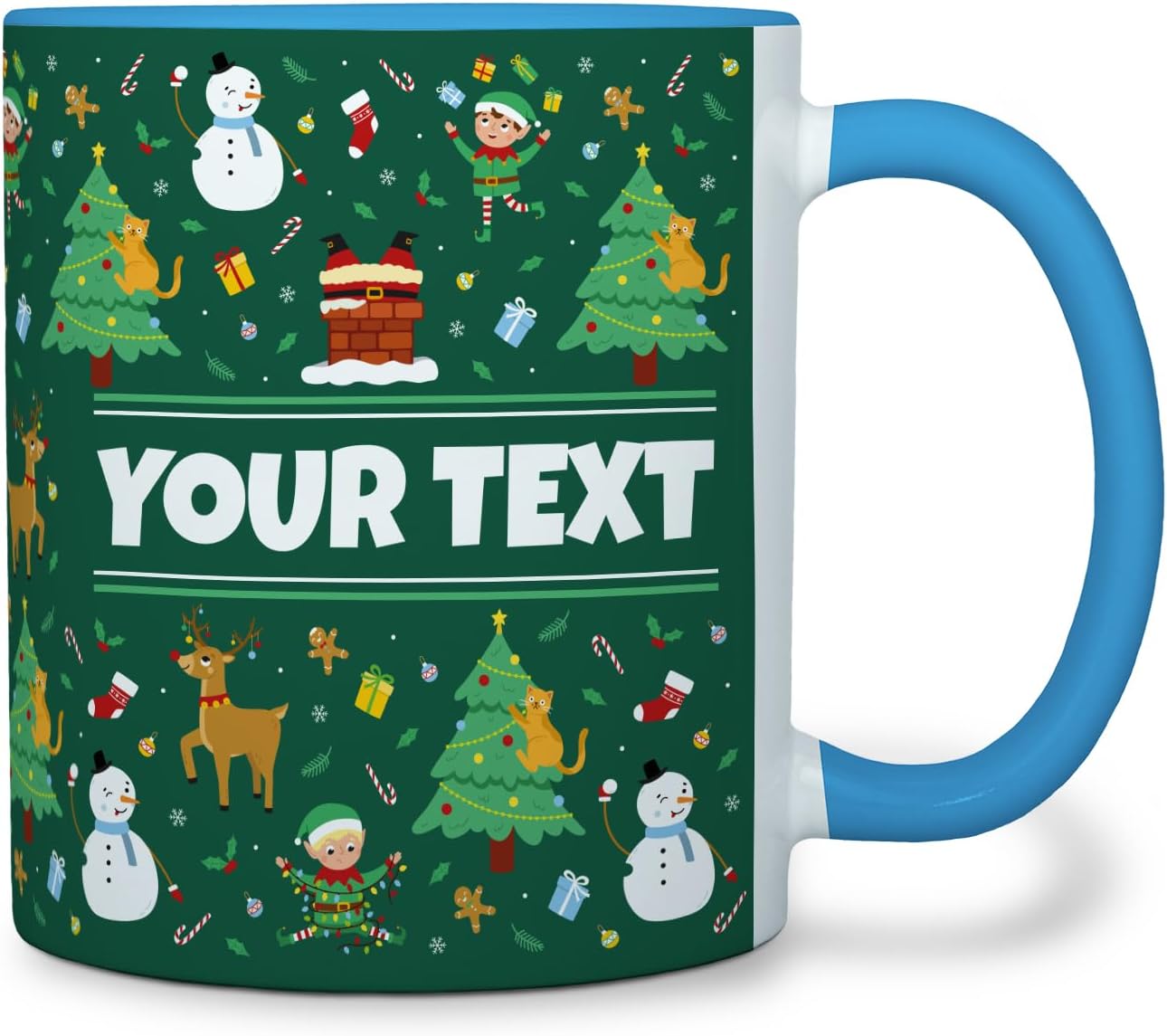 Personalized Mug for Kids - Christmas - Custom Name/Text, Ceramic Hot Chocolate/Cocoa/Coffee Cup