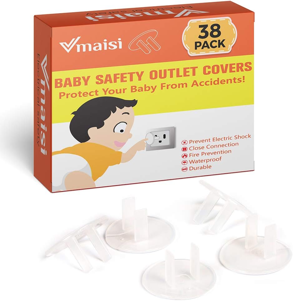 38 Pieces Clear Outlet Covers Baby Proofing - Vmaisi Electrical Safety ChildProof Plug Protector