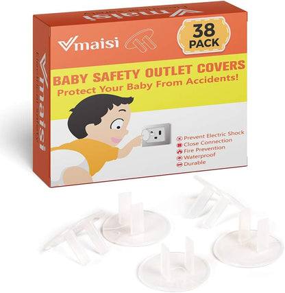 38 Pieces Clear Outlet Covers Baby Proofing - Vmaisi Electrical Safety ChildProof Plug Protector