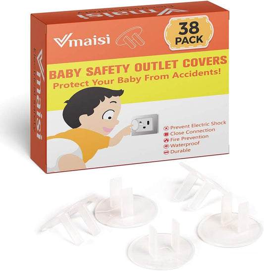 38 Pieces Clear Outlet Covers Baby Proofing - Vmaisi Electrical Safety ChildProof Plug Protector