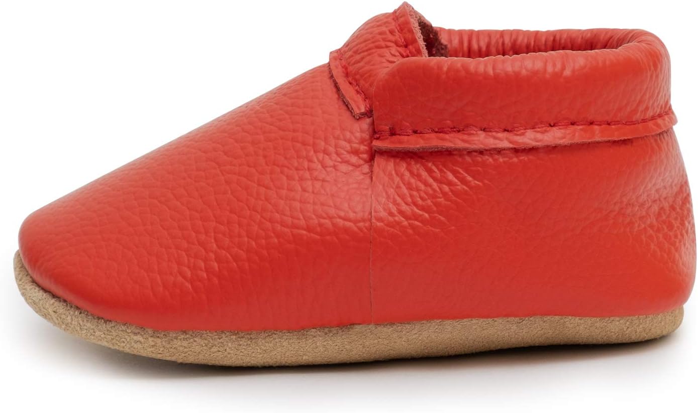 BirdRock Baby Fringeless Moccasins - Genuine Leather Boys and Girls Shoes for Newborns, Infants
