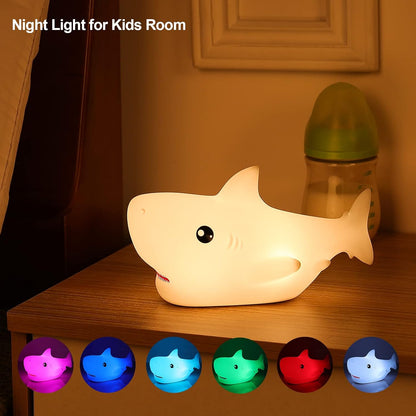 ZKLiLi Shark Night Light for Kid,Rechargeable Cute Squishy Lamp for Boys Girls Christmas Gifts