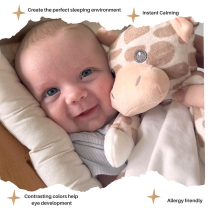 Love By Emi Baby Music Lovey Beige & White Giraffe, Baby Sleep Soother for Crib & Cuddle Bedtime