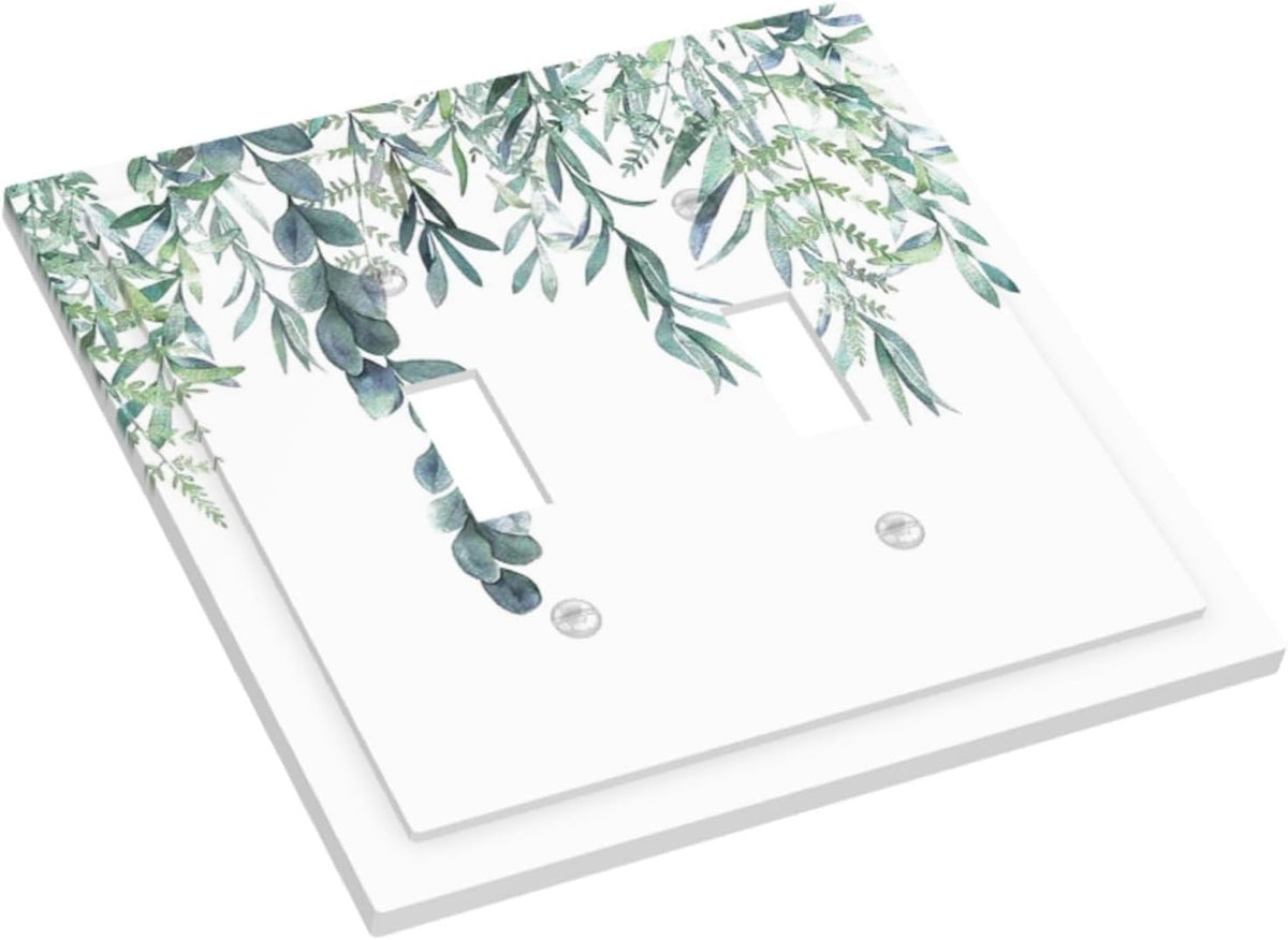 Eucalyptus Leaves Greenery Vine Flowers Simplicity Decorative Switch Plates 2 Gang Double Toggle