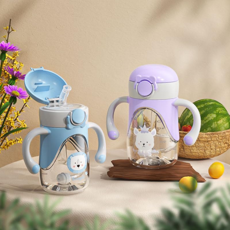 Bunnytoo Baby Sippy Cup with Weighted Straw for Infants 6-12 Months, 8oz Toddler Drinking with