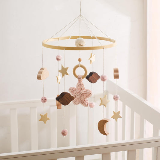 Baby Crib Mobile for Boys Girls| Boho Nursery Mobile| Gender Neutral Hand-Crocheted Mobile| Ceiling