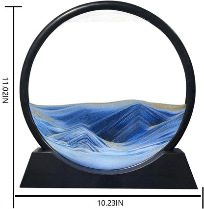 Aoderun Moving Sand Art Picture Round Glass 3D Deep Sea Sandscape in Motion Display Flowing Sand