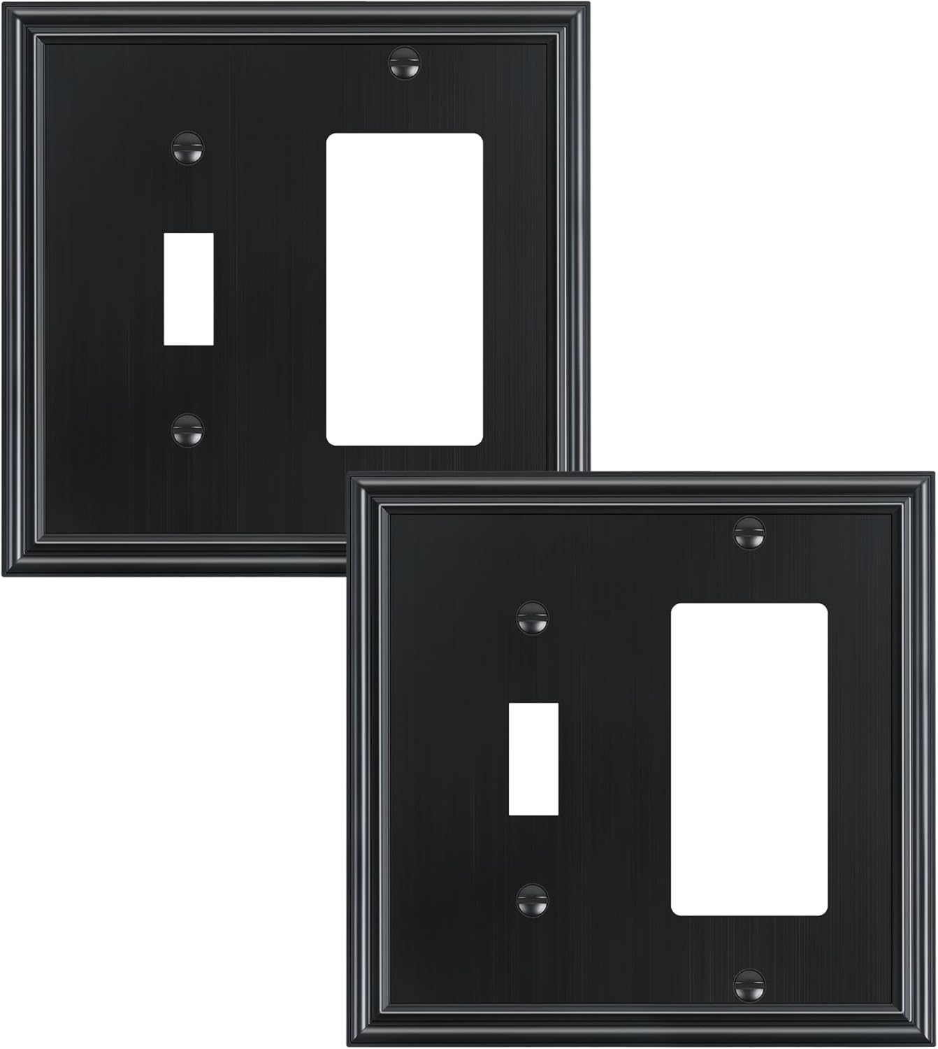2-Pack Combo Toggle/Decorator Light Switch Cover Plate, Black Decorative Electrical Outlet Covers