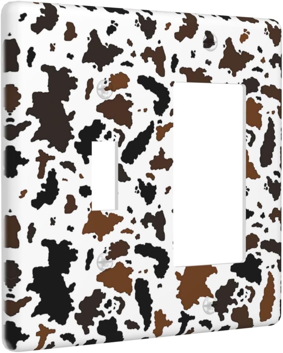 Outlet Covers Rustic Cowhide Highland Cow Milk Cow 1 Toggle 1 Rocker Combination Decorative Wall