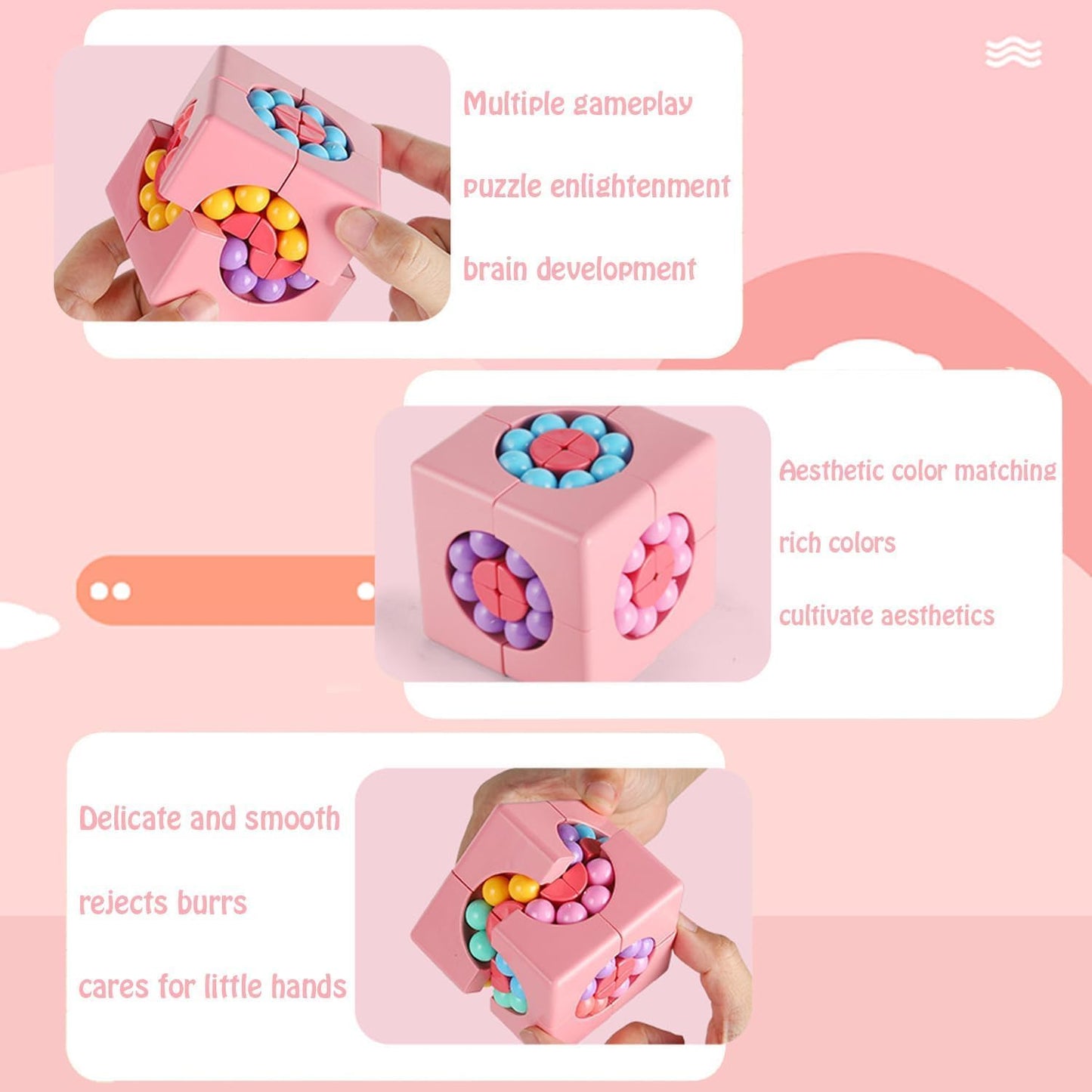 YUDANSI Magic Bean Puzzle Toy, Rotating Cube Magic Bean Educational Puzzle, Magic Ball Brain Teaser