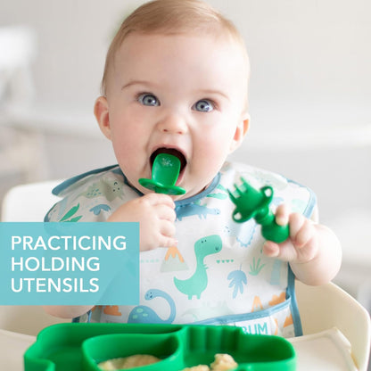 Bumkins Baby Utensils Set, Chewtensils Silicone Spoons for Dipping, Self-Feeding, Baby Led Weaning