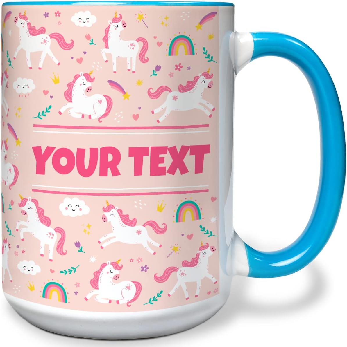 Personalized Mug for Kids - Pink Unicorn - Custom Name/Text, Ceramic Hot Chocolate/Cocoa/Coffee Cup