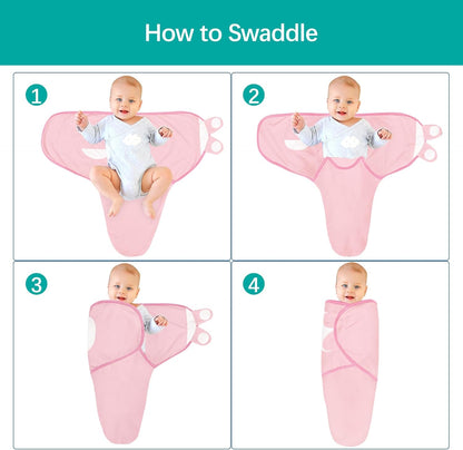 Biloban Baby Swaddles 0-3 Months for Girls, Cotton Swaddle Blanket, Newborn Essentials, Pink &