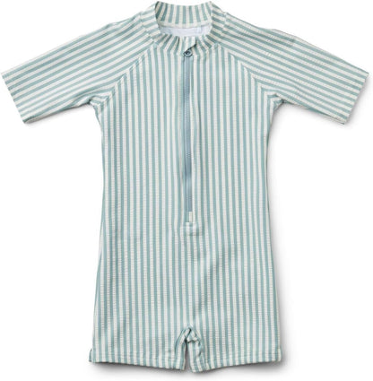 Boys One Piece Swimsuit Whale Dolphin Bathing Suit Zipper Rash Guard Kid Short Sleeve Swimwear