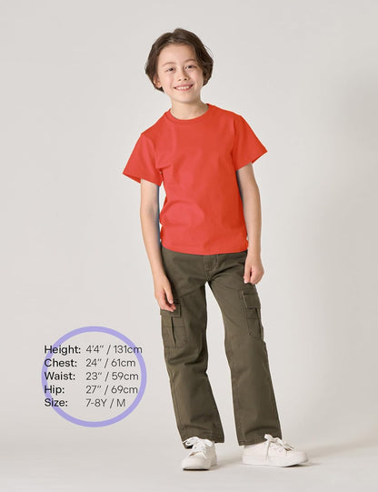 LAPASA Kids T-Shirts Short Sleeve (4 Pack) 100% Cotton Plain Top Tees Boy & Girl Unisex Toddler