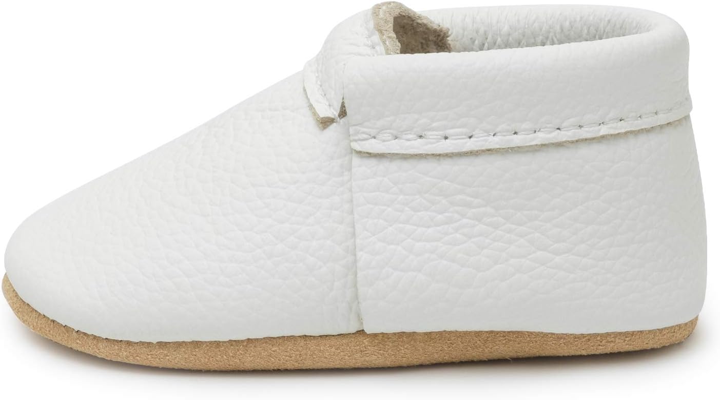 BirdRock Baby Fringeless Moccasins - Genuine Leather Boys and Girls Shoes for Newborns, Infants