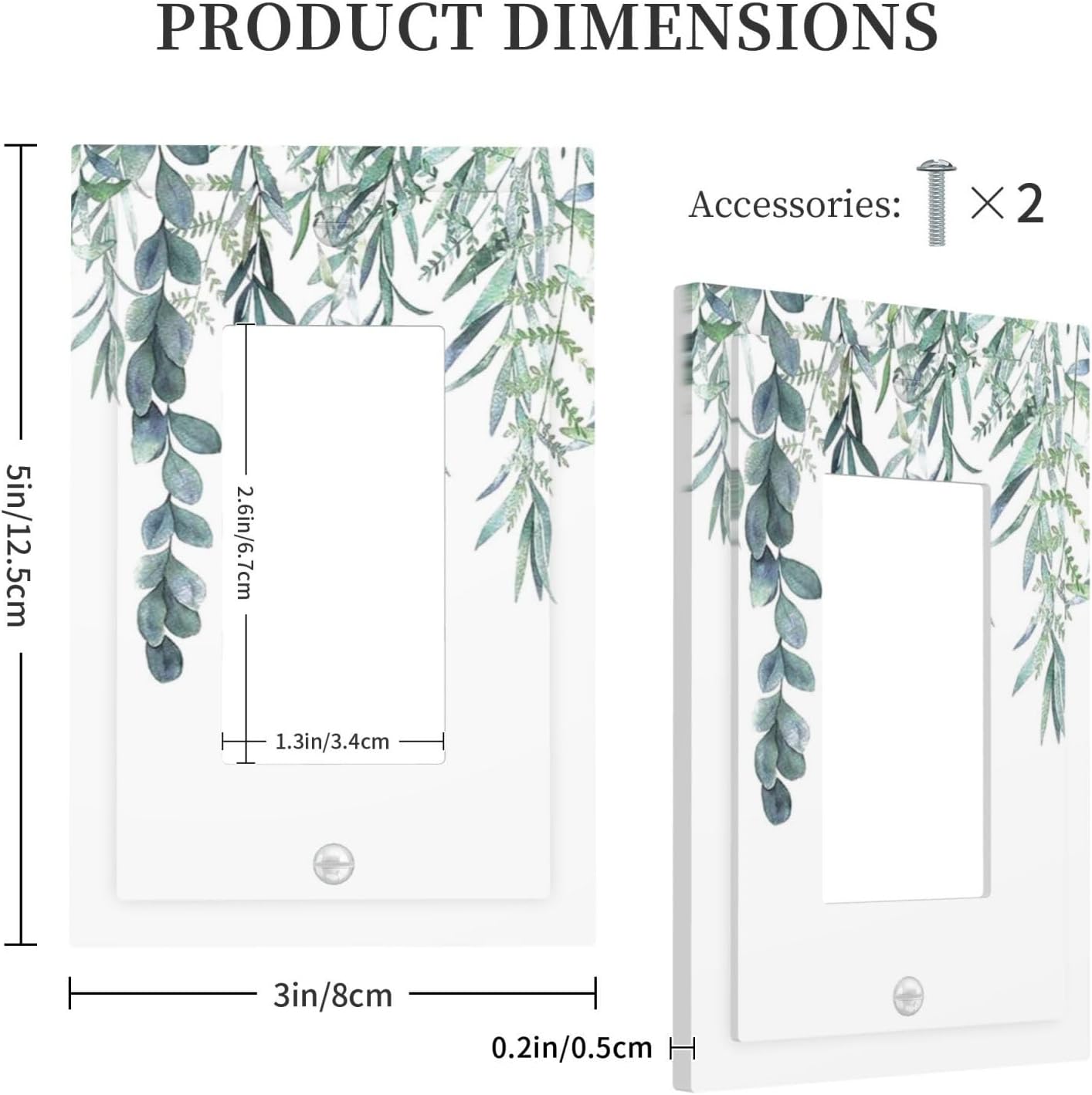 Eucalyptus Leaves Greenery Vine Flowers Simplicity Decorative Outlet Covers 1 Gang Single Rocker
