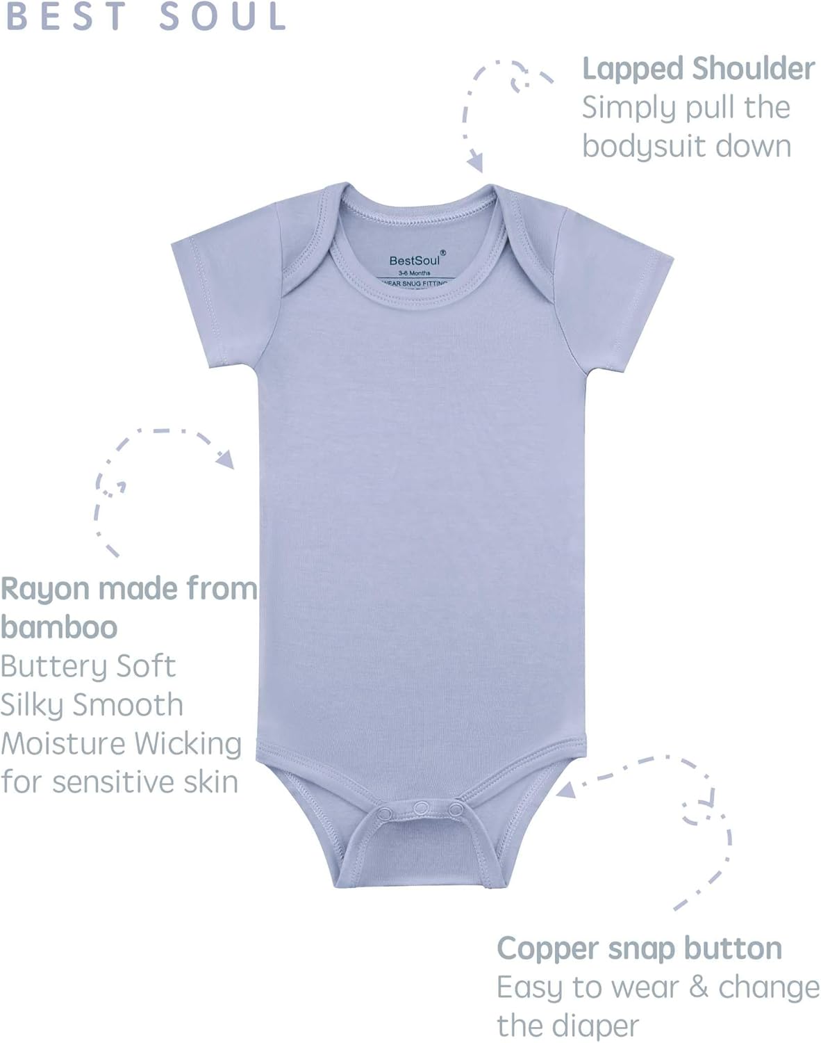 Baby Short Sleeve Solid Bodysuit - Super Soft Rayon made from Bamboo - Newborn Infant Toddler Boy