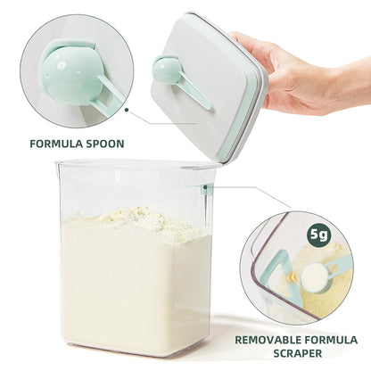 Baby Milk Powder Container - 2300ml Air Tight Formula Dispenser with Spoon and Scraper, BPA-Free