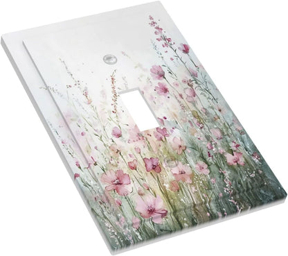 Decorative Light Switch Cover Wildflower Botanical Watercolor Floral 1 Gang Single Toggle Device