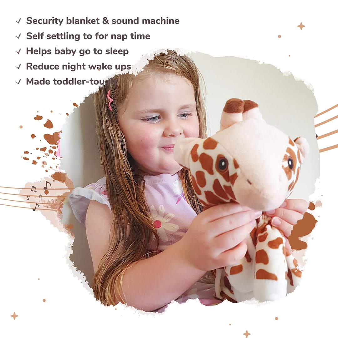 Love By Emi Baby Music Lovey Brown Giraffe, Baby Sleep Soother for Crib & Cuddle Bedtime, White