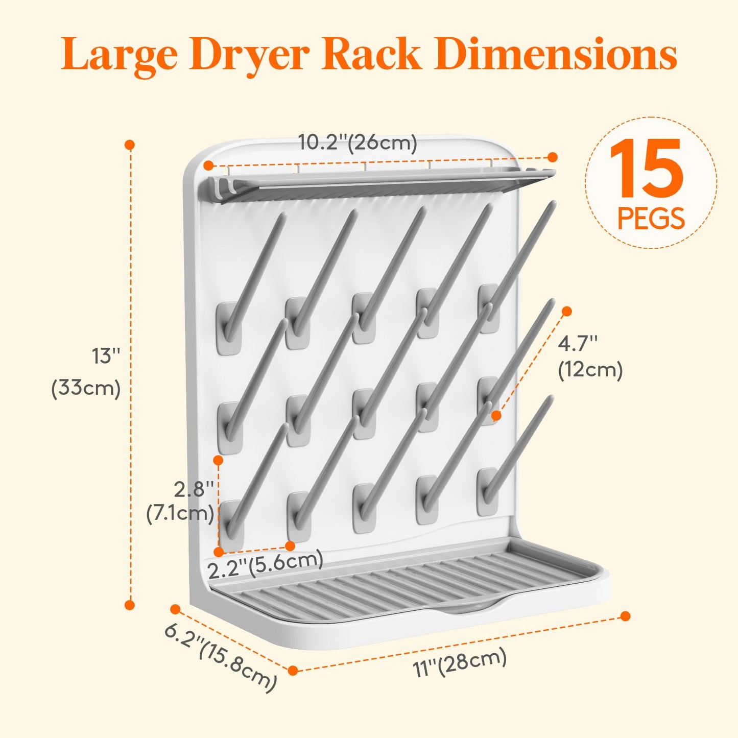 Lifewit 15-Hooks Baby Bottle Drying Rack for Countertop