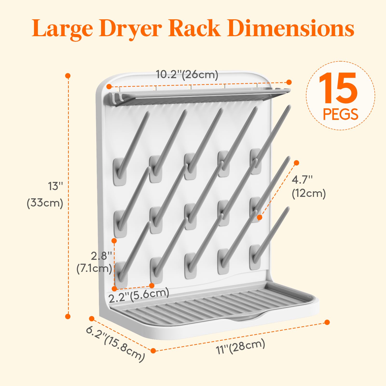 Lifewit 15-Hooks Baby Bottle Drying Rack for Countertop