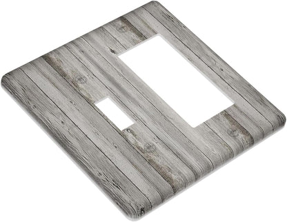 Outlet Covers Farmhouse Rustic Grey Barn Door Wood 1 Toggle 1 Rocker Combination Decorative Wall