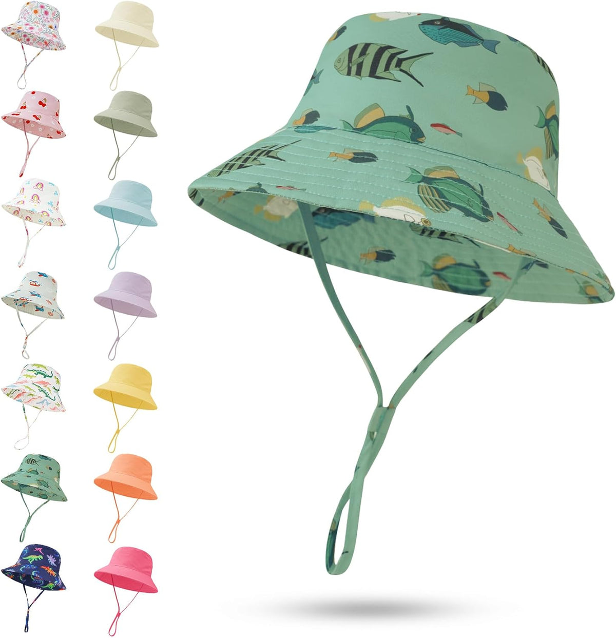 Baby Sun Hat 0-6 Years Toddler Boys Girls Adjustable Bucket Hats Kids Bucket Hats UPF 50+ Wide Brim