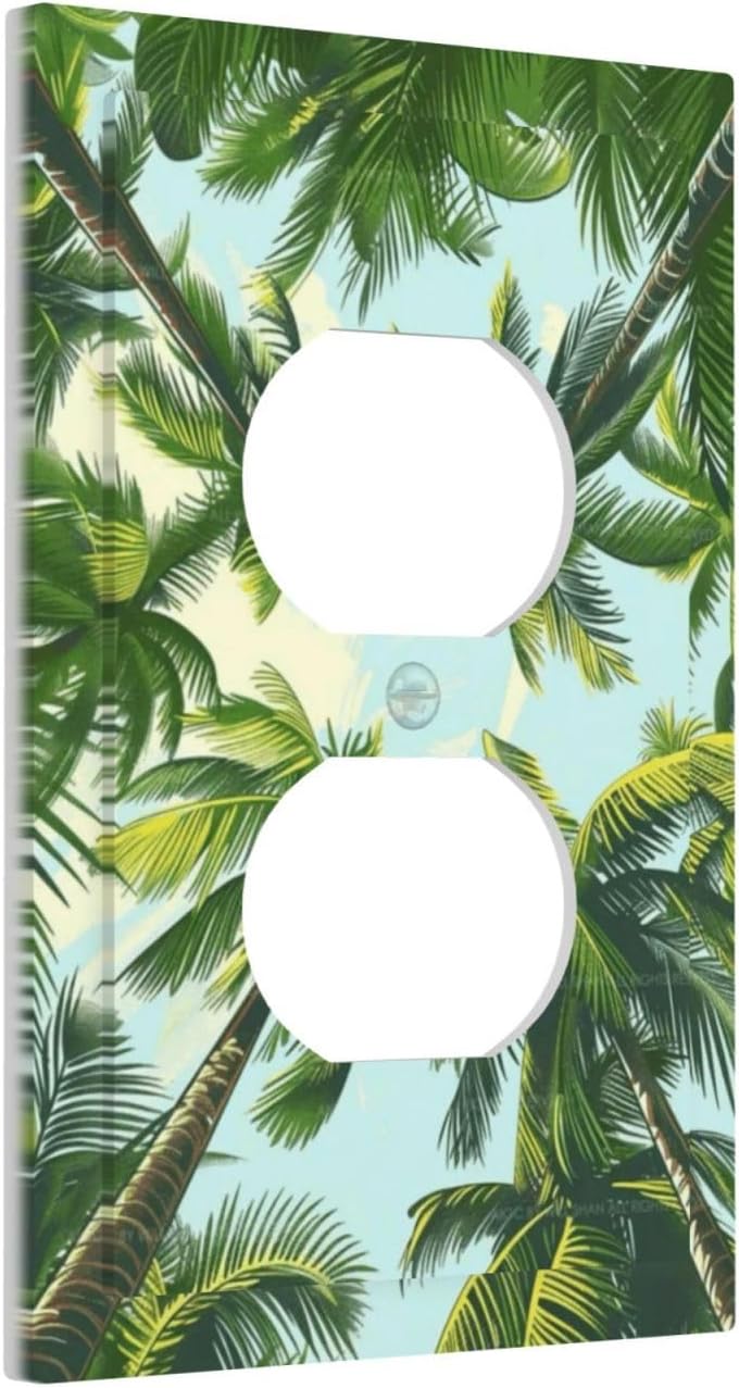 Summer Sky Coconut Palms Trees Green Plants Leaf Outlet Covers 1 Gang Duplex Light Switch Cover