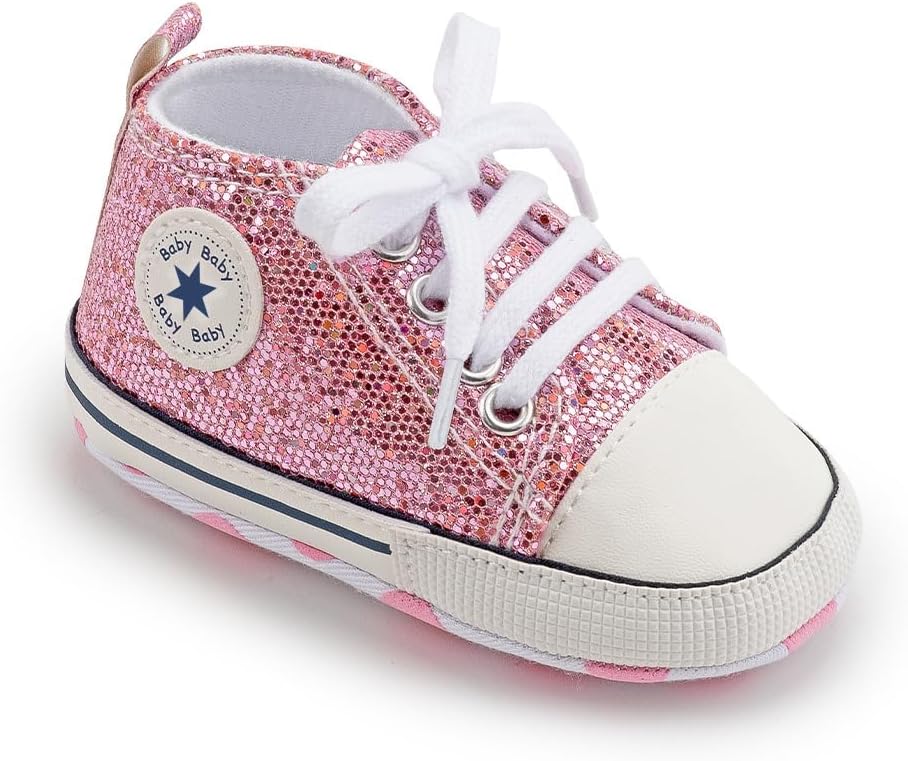 Unisex Baby Girls Boys Canvas High-top Shoes, Newborn Infant Anti-Slip Soft Sole Frist Walking