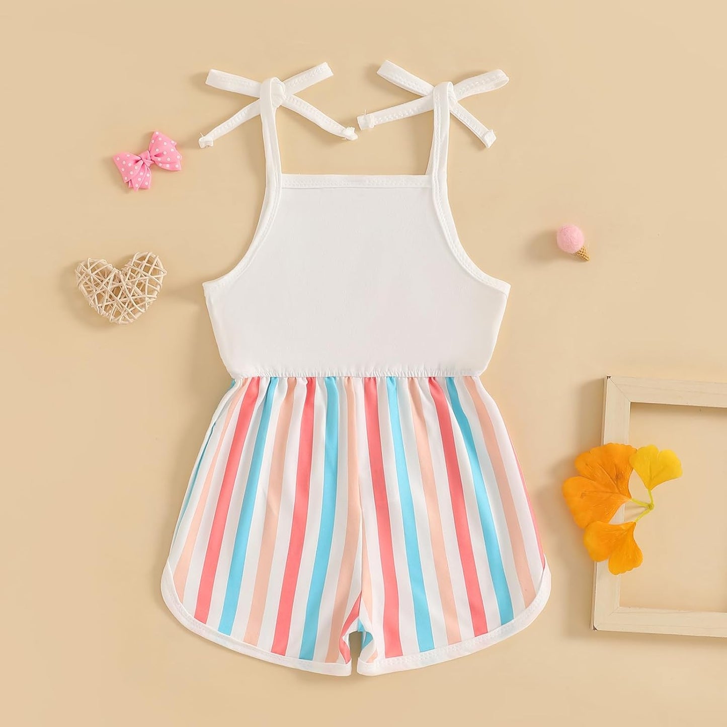 WZTYYDS Toddler Baby Girl Summer Clothes Floral Romper Tie-Up Strap Halter Jumpsuit Infant Summer